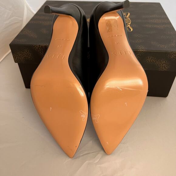 LITA BY CIARA Women's Black Leather Solid Point Toe Pumps Sz EU 38 NIB - Picture 6 of 6